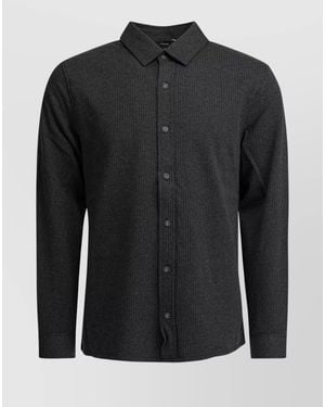 Vince Long Sleeve Textured Fabric Shirts Collection - Black