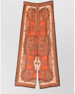 Zimmermann Mahon Paisley Silk Wide Leg Pants - Orange