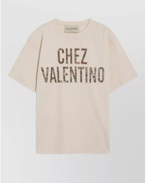 Valentino Garavani Cotton Floral-Print Short-Sleeve T-Shirt - Natural