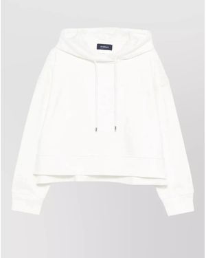 Sportmax Slogan Hooded Sweatshirt Drawstring Hood - White