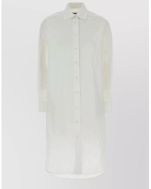Jil Sander Poplin Shirt Dress Longline Design Cuffs - White