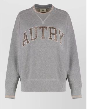 Autry Logo-Embossed Cotton Sweatshirt - Grey