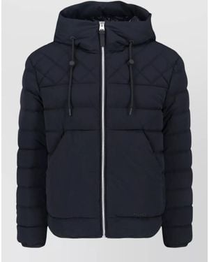 Mackage Hooded Quilted Coat Drawstring Hood Pockets - Blue