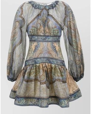Zimmermann Silk-Blend Paisley Mini Dress - Grey
