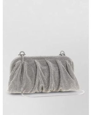 Benedetta Bruzziches Crystal-Embellished Draped Clutch Bag - Gray