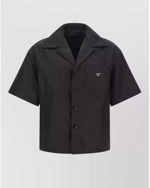 Prada Regenerated Re Nylon Short Sleeve Shirt Jacket - Black