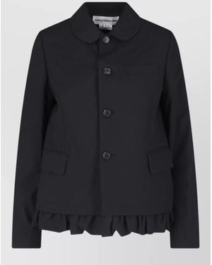 Comme des Garçons Crewneck Jacket Notched Collar Flap Pockets - Black