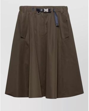 Prada Logo Belted Midi Skirt - Brown