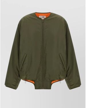 MM6 by Maison Margiela Jacket Side Pockets Elastic Cuffs Drawstring Hem - Green
