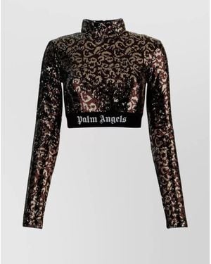 Palm Angels Sequin Cropped Top - Black