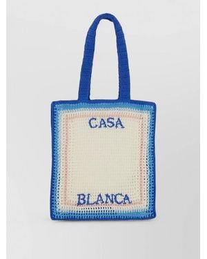 CASABLANCA Crochet Tote Bag Dual Handle Design - Blue
