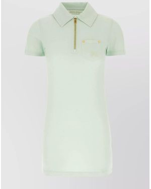 Palm Angels Cotton Ribbed Mini Polo Dress - Green