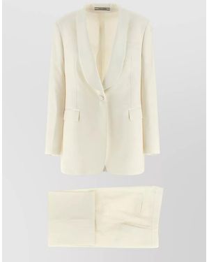 Tagliatore Clarita Tuxedo Dress Notched Lapel Design - Natural