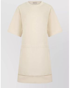 Moncler Cotton Blend Mini Dress T Shirt Style - Natural