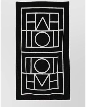 TOTEME Monogram Beach Towel Rectangular Soft Texture - Black