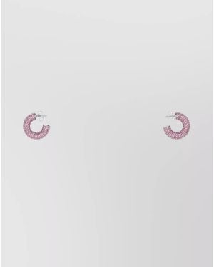 AMINA MUADDI Rhinestone-Embellished Mini Hoop Earrings - Purple