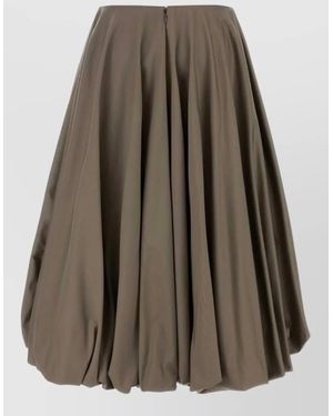 Balenciaga Gabardine Skirt Balloon Silhouette Gathered Hem - Brown