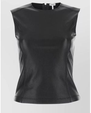 Loewe Lamb Leather Crew-Neck Top - Black