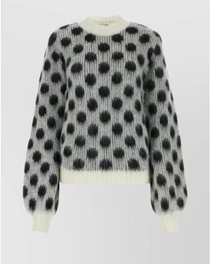 Marni Ribbed Crew-Neck Embroidered Jumper - Grey