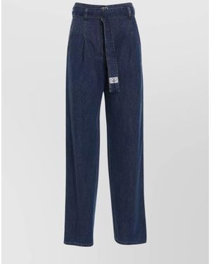 Philosophy Cotton Pleated Wide-Leg Pants - Blue