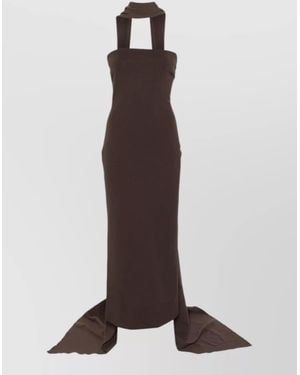Solace London Martine Backless Maxi Dress Cowl Neck - Brown