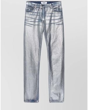 MSGM Cotton Straight Trousers - Blue