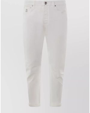 Brunello Cucinelli Straight Trousers With Pockets And Belt Loops - White