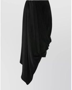 Maison Margiela Midi Skirt Asymmetric Draped Design High Low - Black