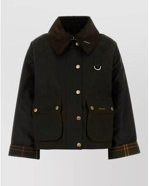 Barbour Cotton Cropped Wax Jacket - Black