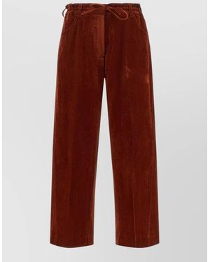 Nude Velvet Wide-Leg Pants - Red