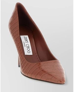 Jimmy Choo 'Romy' Croc-Embossed Stiletto Pumps - Brown