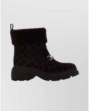 Gucci Suede Leather Ankle Boots - Black