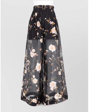 Zimmermann Linen Silk Wide-Leg Pants - White