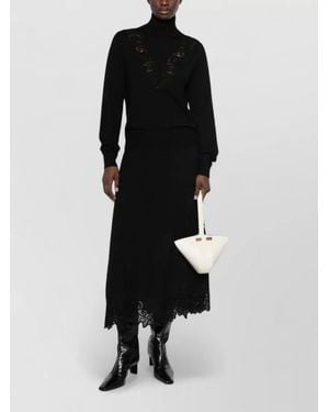 Zimmermann Guipure Lace Trim Asymmetric Midi Dress - Black