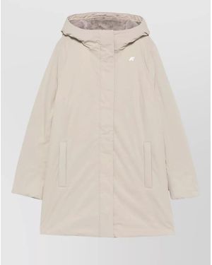K-Way Sophie Twill Hood Coat Front Pockets - Natural