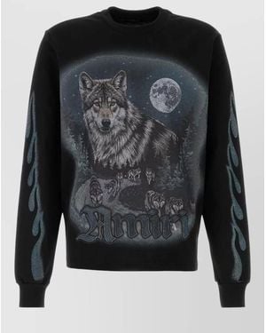 Amiri Cotton Crew Neck Graphic Print Long Sleeves - Black