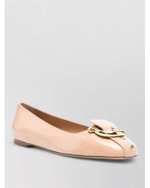 Ferragamo Leather Gancini Ballerina Shoes - Pink