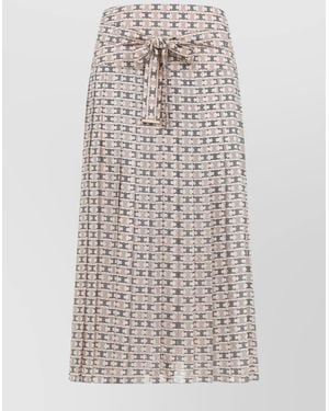 Celine Pleated Silk Midi Skirt Signature - White