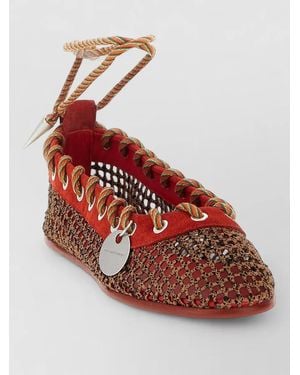 Kiko Kostadinov Reticella Espadrille Ballet Flats Round Toe - Red