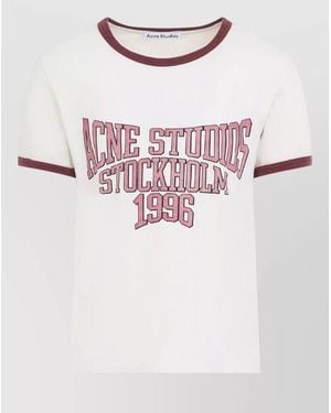Acne Studios T Shirt Contrast Trim Crew Neck Print - Multicolour
