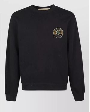 Valentino Garavani Cotton Sweatshirt Crew Neck Regular Fit - Blue