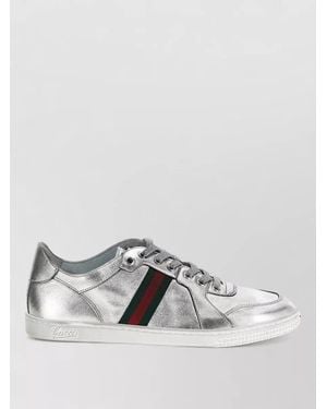 Gucci Stretch Metallic Leather Trainers Rubber Sole