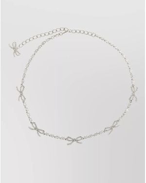Self-Portrait Crystal Bow Necklace - White