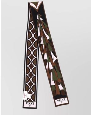 PUCCI Silk Printed Skinny Scarf - White