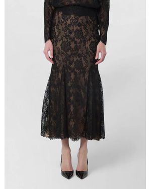 Self-Portrait Lace Midi Skirt Mermaid Silhouette Slim Fit - Black