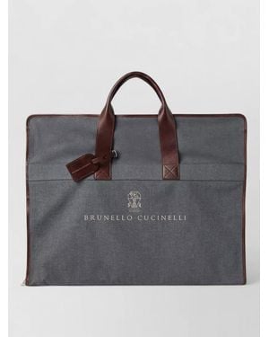 Brunello Cucinelli Travel Bag Contrast Stitching Leather Handles - Black