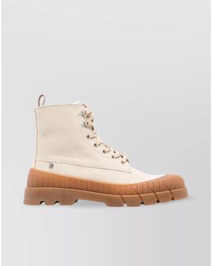 KENZO High-Top Ankle Boots Pull-Tab Heel - Natural