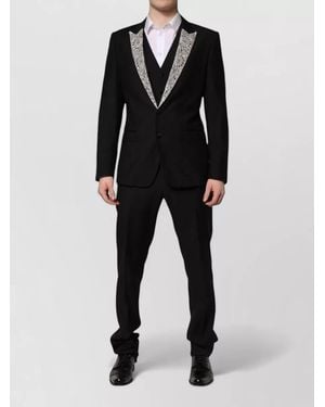 Dolce & Gabbana Martini Crystal Embellished Three Piece Suit - Black