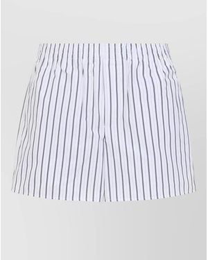 Ami Paris Elasticated Shorts Vertical Stripes Pockets - White