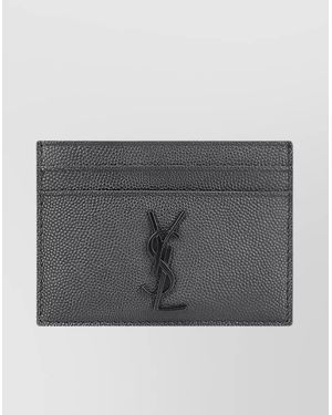 Saint Laurent Leather Card Holder - Grey